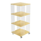 Acrylic 4-Tier Narrow Open Back Bookcase with Wheels