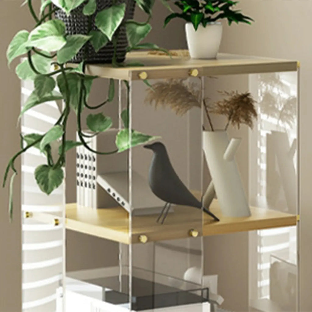 Acrylic 4-Tier Narrow Open Back Bookcase with Wheels