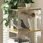 Acrylic 4-Tier Narrow Open Back Bookcase with Wheels