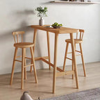 Scandinavian Wooden Bar Table with Footrest for Dining Spaces