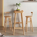 Scandinavian Wooden Bar Table with Footrest for Dining Spaces