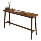 Modern Sleek Wooden Rectangular Pub Bar Table with Footrest for Living Room
