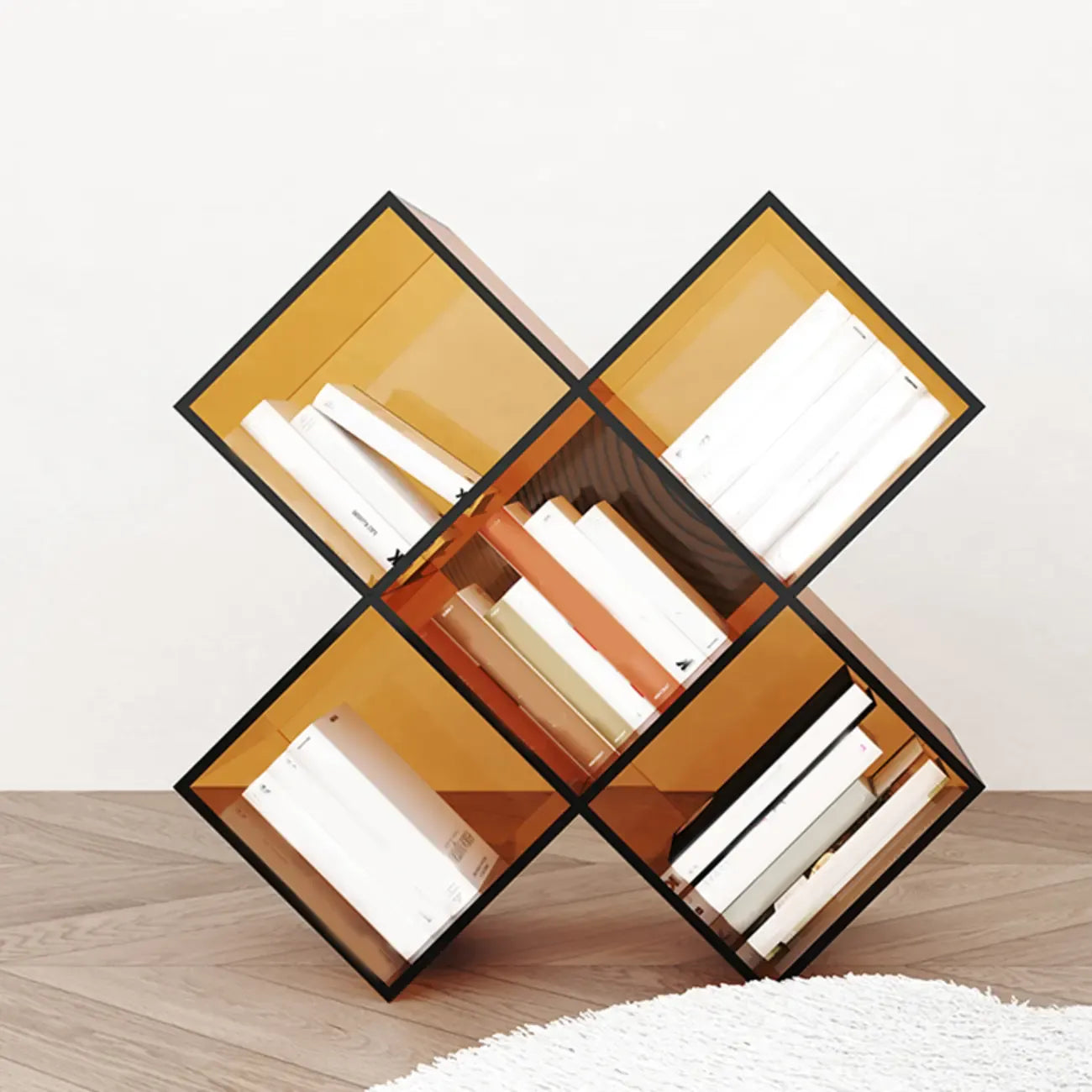 Acrylic Geometric End Table Bookshelf Display