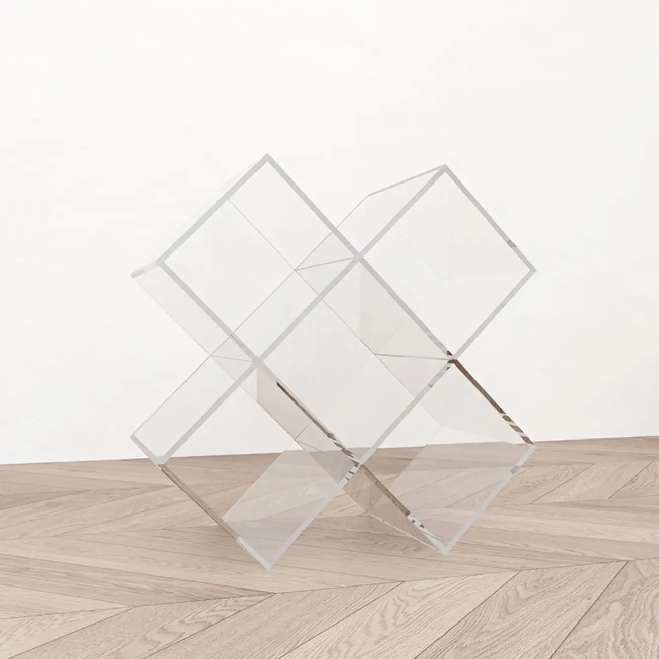 Acrylic Geometric End Table Bookshelf Display