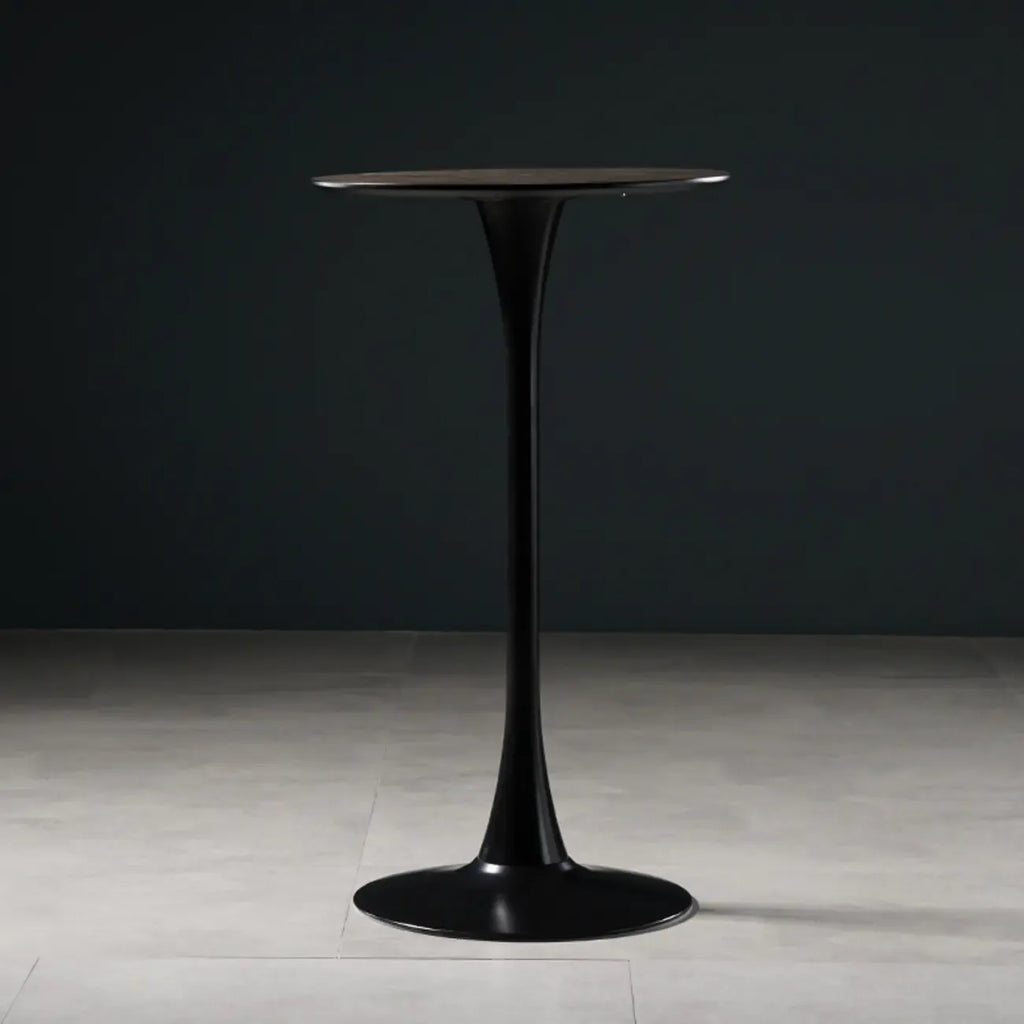 Modern Grey Wooden Round Tulip Base Bar Tables