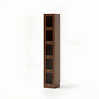 Cherry Wood Vertical Bookcase with Glass Doors