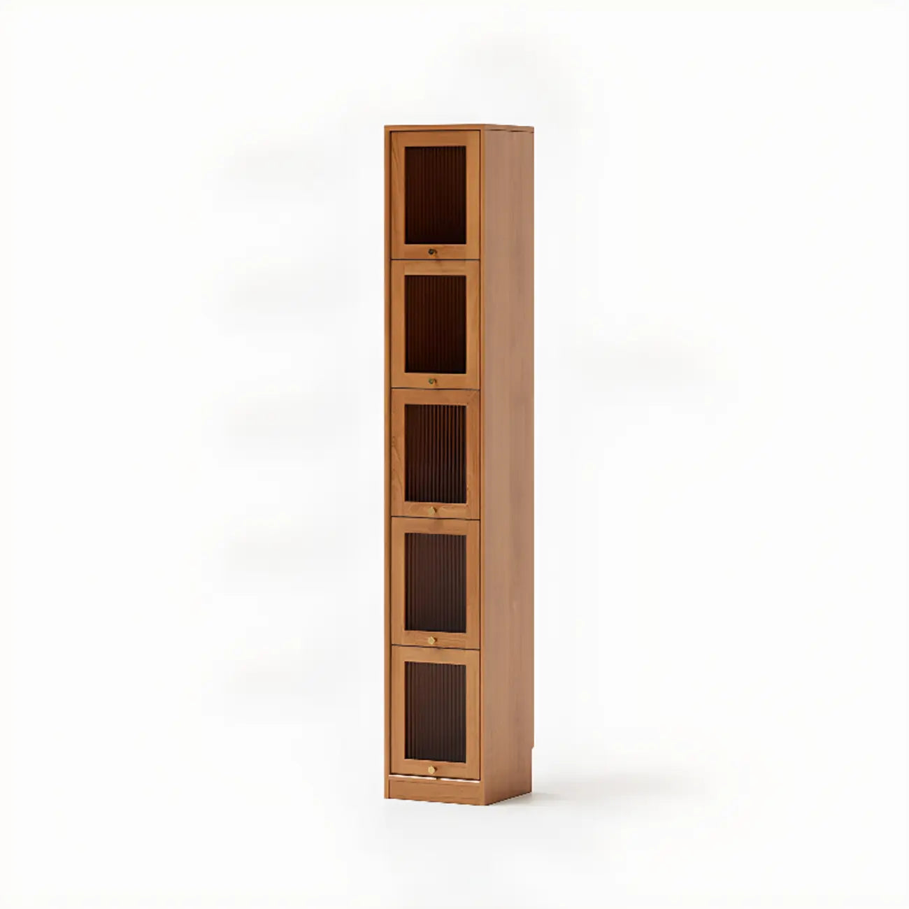 Cherry Wood Vertical Bookcase with Glass Doors