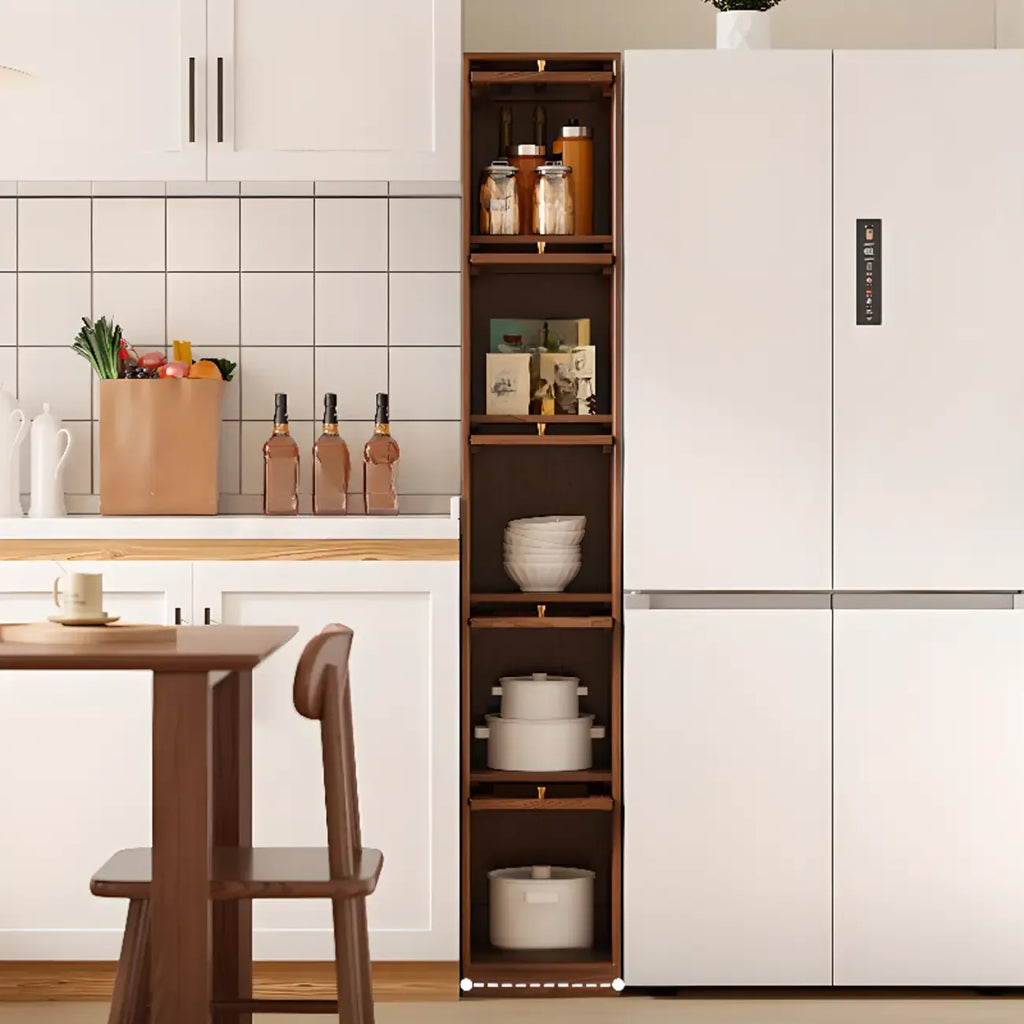 Cherry Wood Vertical Bookcase with Glass Doors