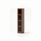 Cherry Wood Vertical Bookcase with Glass Doors