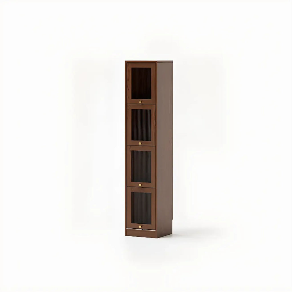 Cherry Wood Vertical Bookcase with Glass Doors