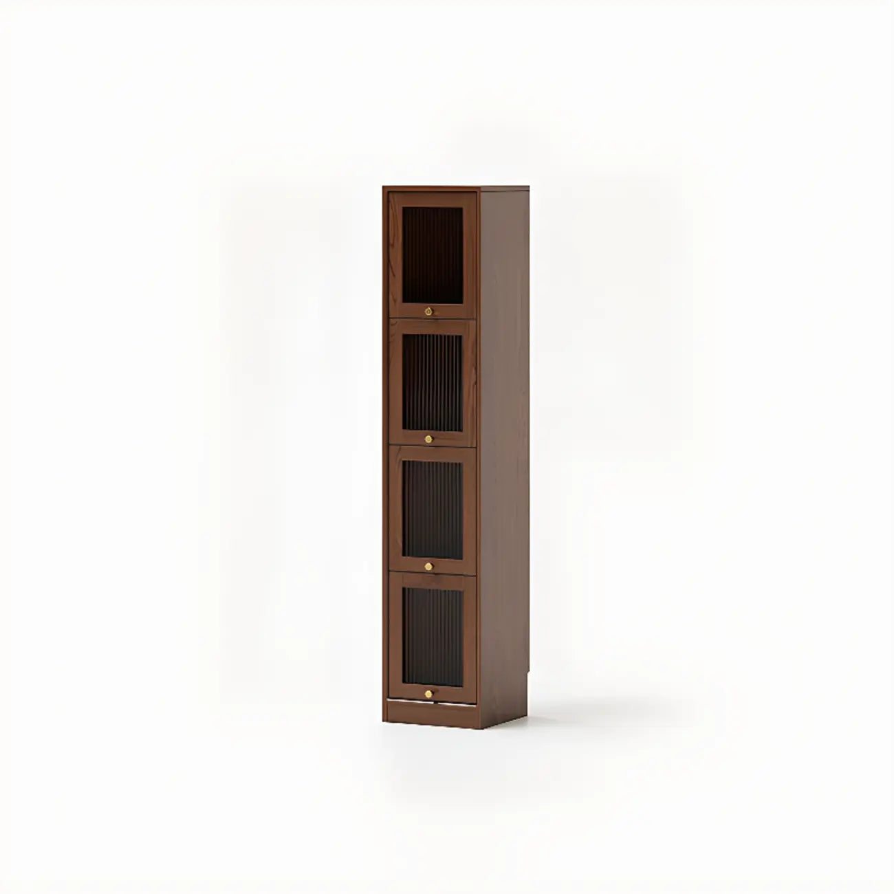 Cherry Wood Vertical Bookcase with Glass Doors