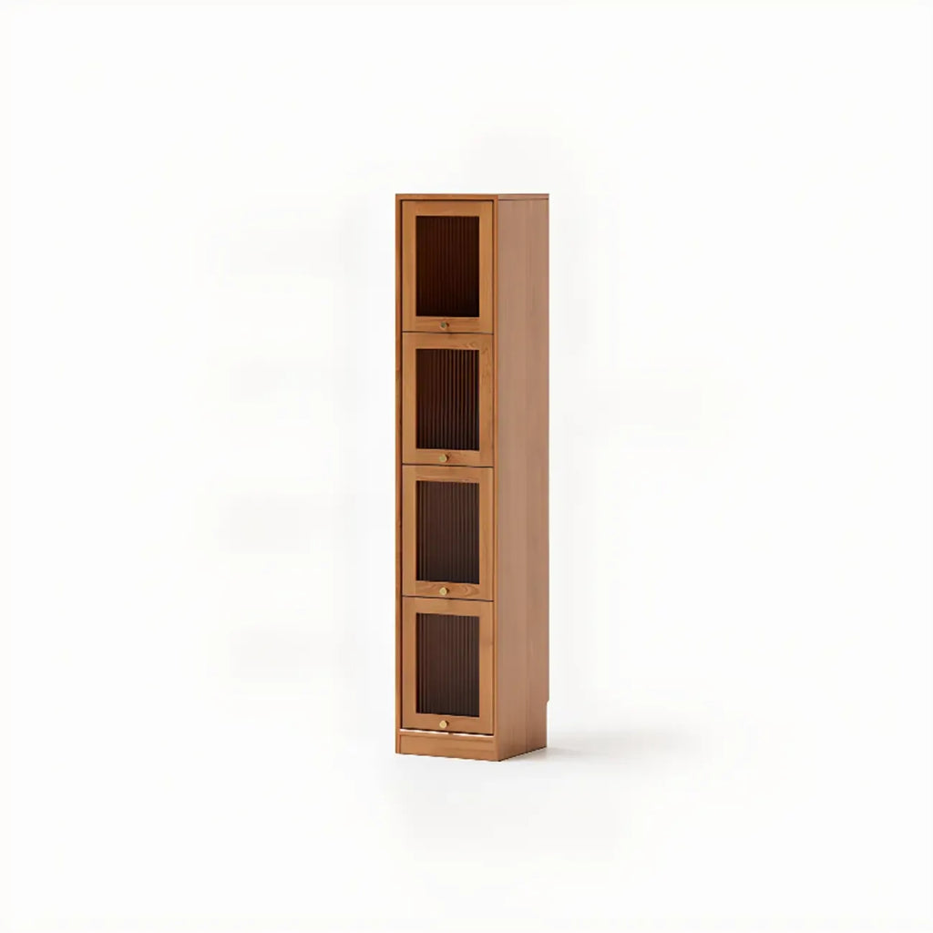 Cherry Wood Vertical Bookcase with Glass Doors