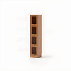 Cherry Wood Vertical Bookcase with Glass Doors