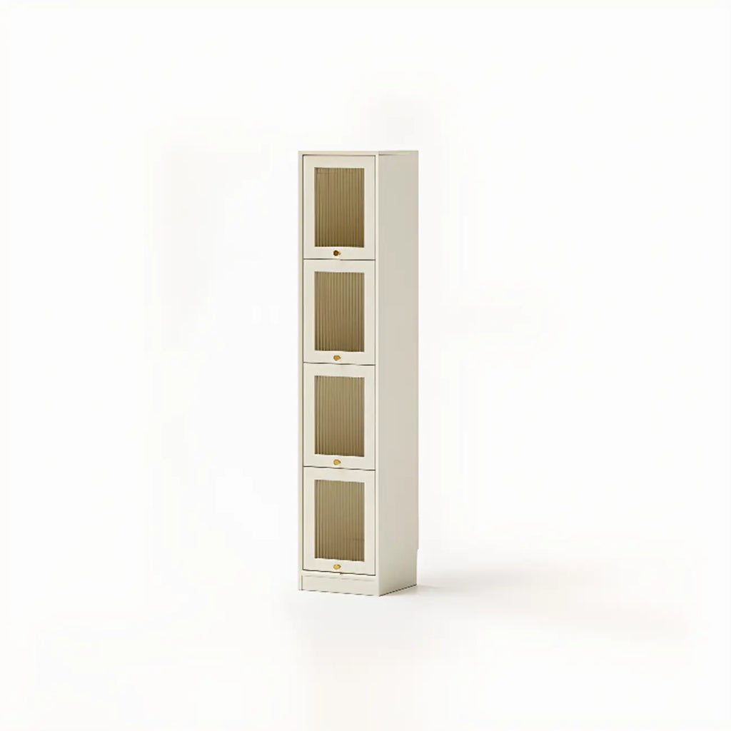 Cherry Wood Vertical Bookcase with Glass Doors