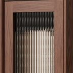 Cherry Wood Vertical Bookcase with Glass Doors