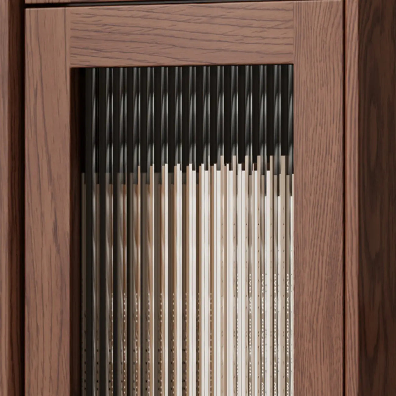 Cherry Wood Vertical Bookcase with Glass Doors