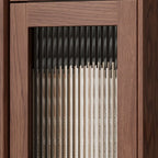 Cherry Wood Vertical Bookcase with Glass Doors