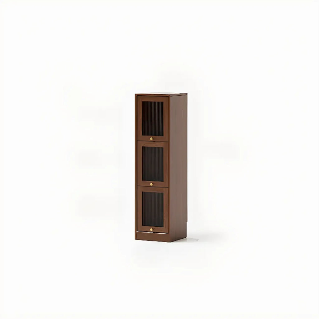 Cherry Wood Vertical Bookcase with Glass Doors