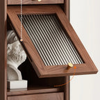 Cherry Wood Vertical Bookcase with Glass Doors