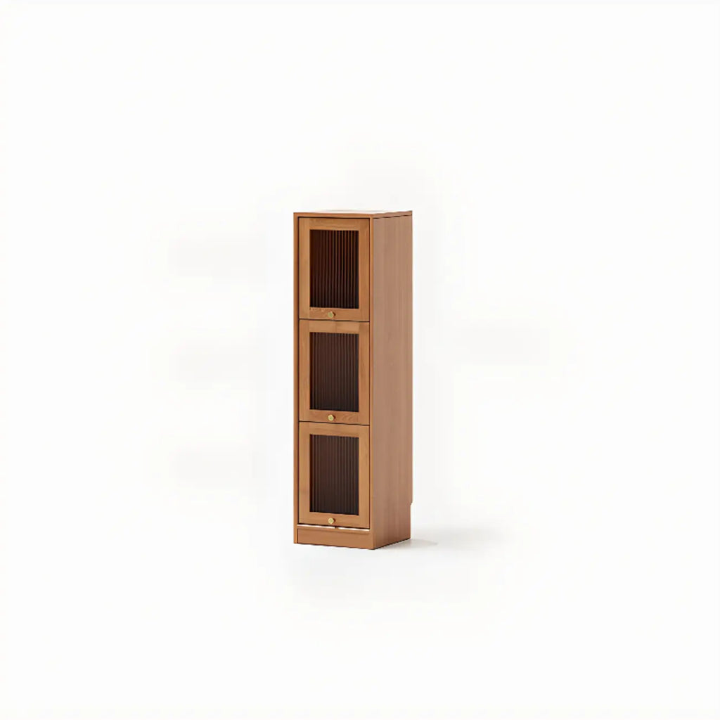 Cherry Wood Vertical Bookcase with Glass Doors