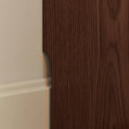 Cherry Wood Vertical Bookcase with Glass Doors