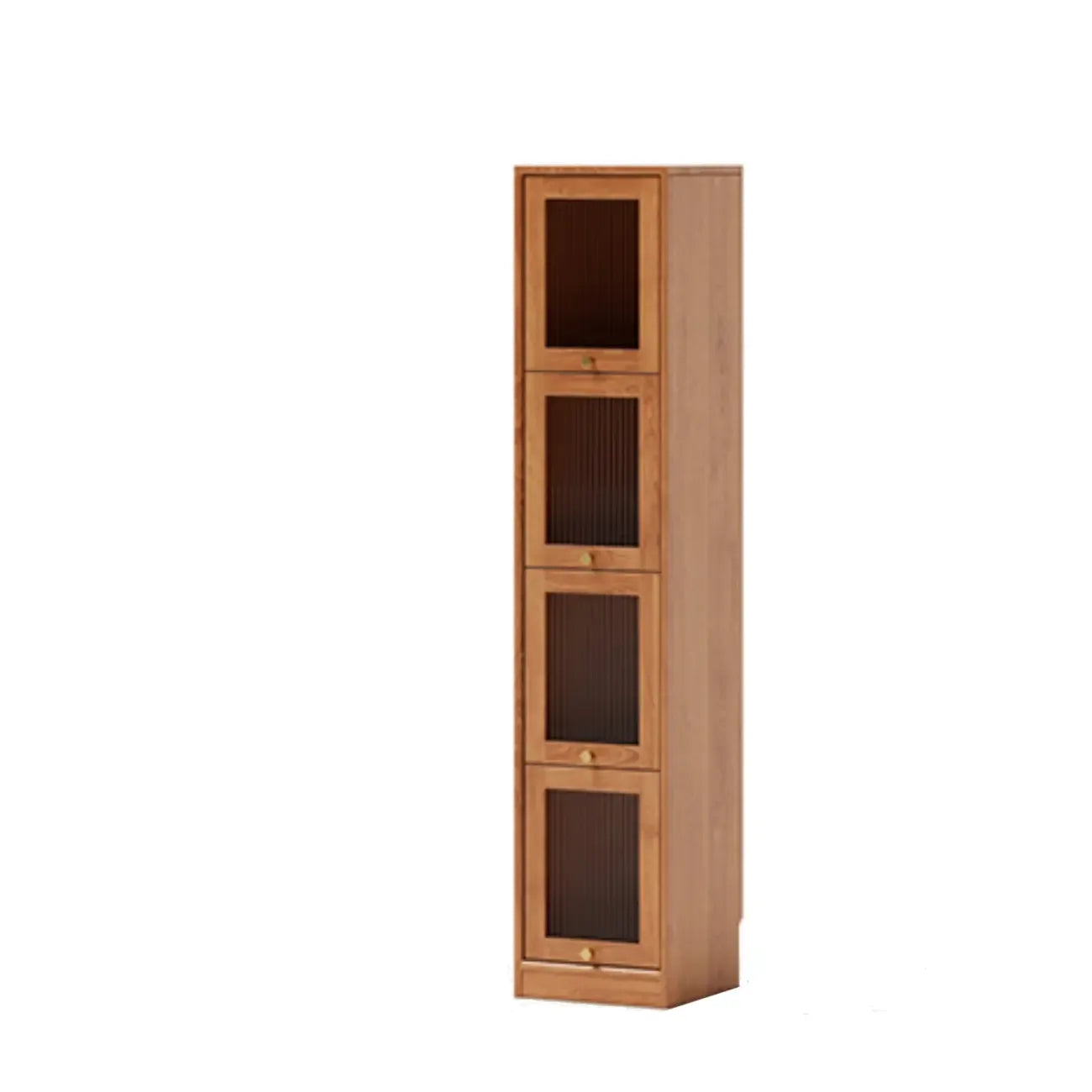 Cherry Wood Vertical Bookcase with Glass Doors