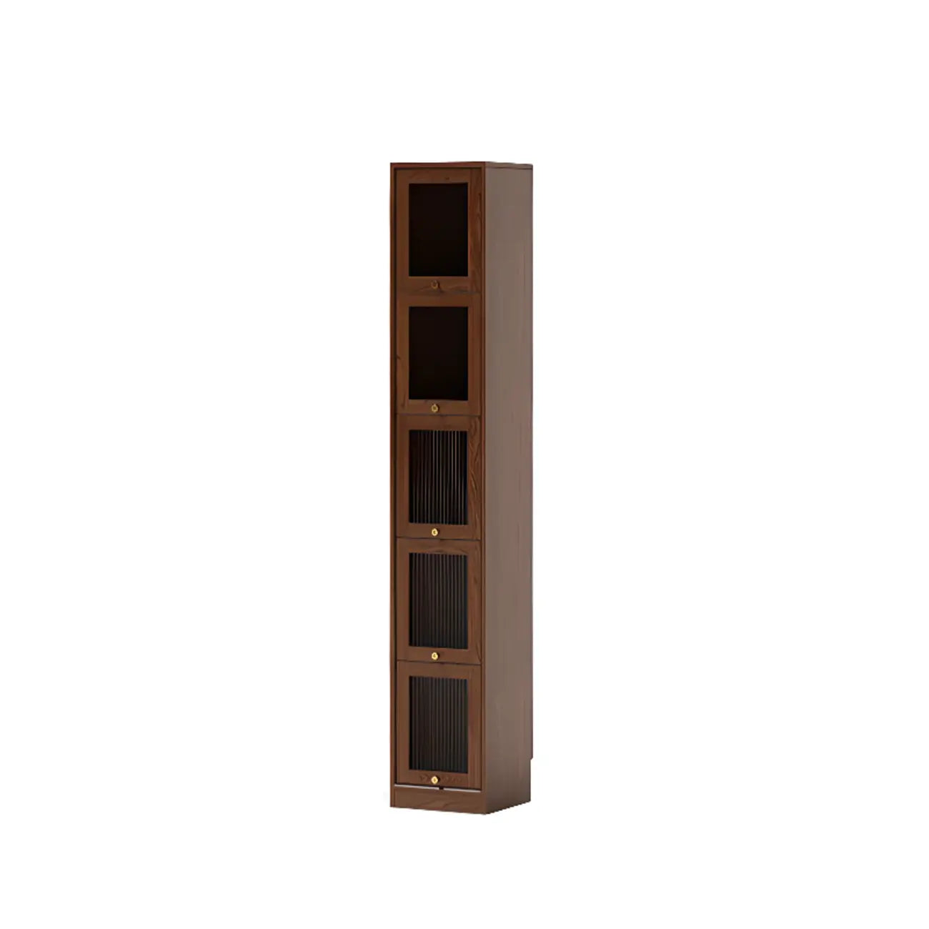 Cherry Wood Vertical Bookcase with Glass Doors