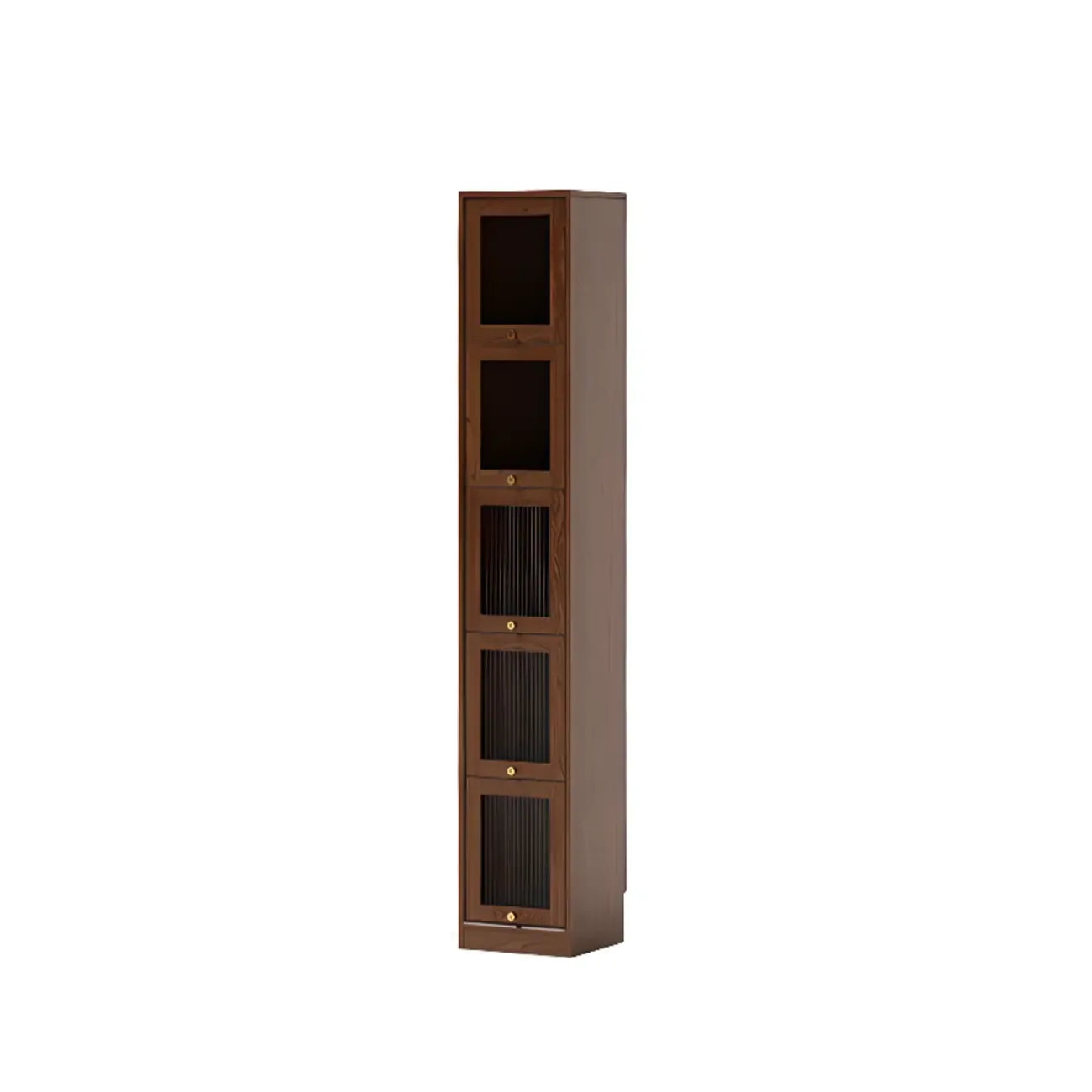 Cherry Wood Vertical Bookcase with Glass Doors