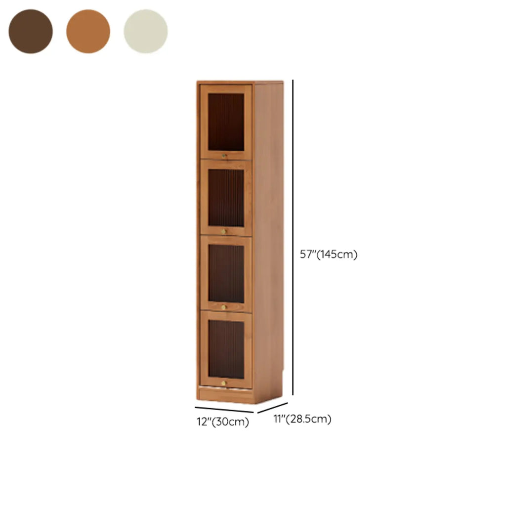Cherry Wood Vertical Bookcase with Glass Doors