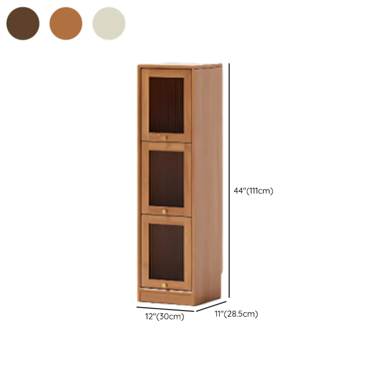 Cherry Wood Vertical Bookcase with Glass Doors