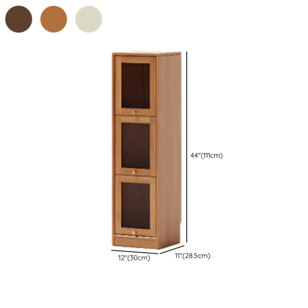 Cherry Wood Vertical Bookcase with Glass Doors