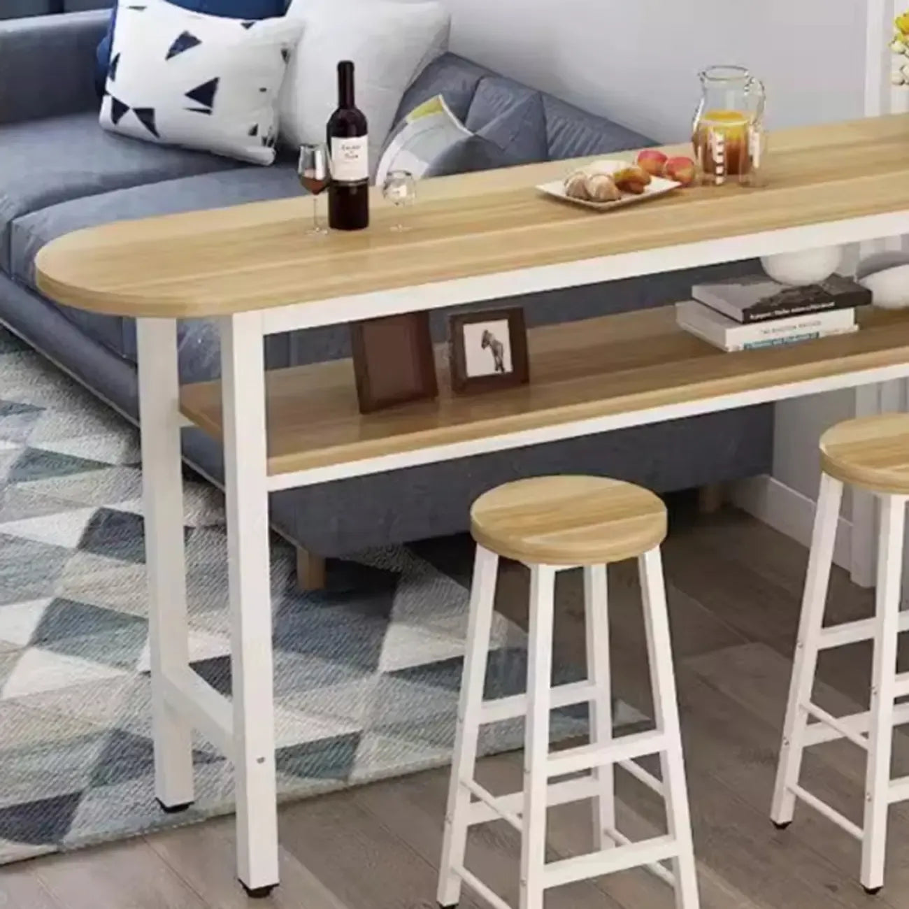 Irregular Natural Wooden Metal Fixed Top Bar Tables