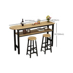 Irregular Natural Wooden Metal Fixed Top Bar Tables