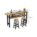 Irregular Natural Wooden Metal Fixed Top Bar Tables