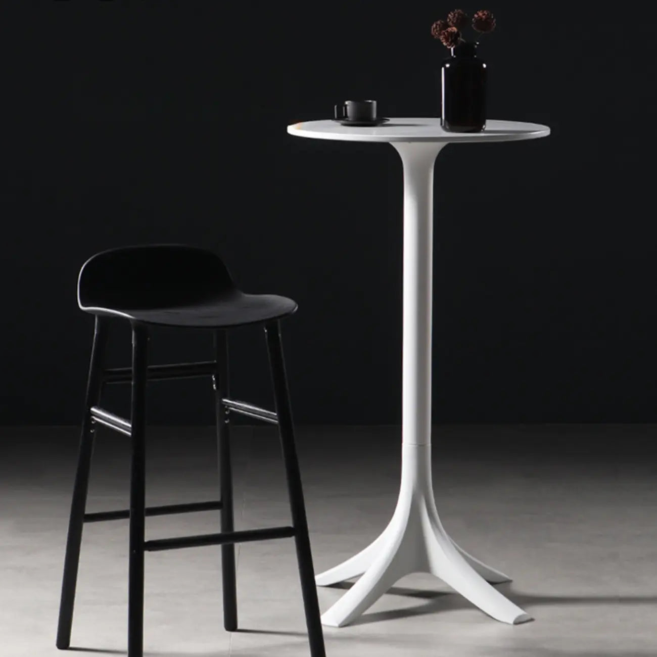 White Round Acrylic Tall Bistro Table Pedestal Base
