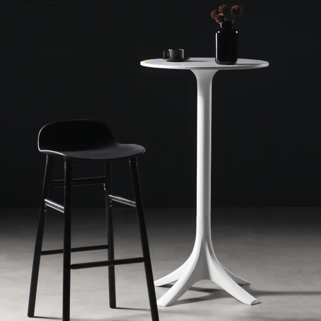 White Round Acrylic Tall Bistro Table Pedestal Base