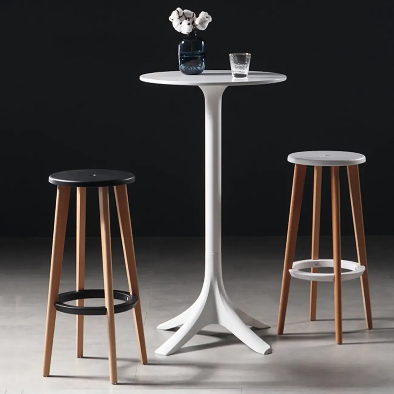 White Round Acrylic Tall Bistro Table Pedestal Base