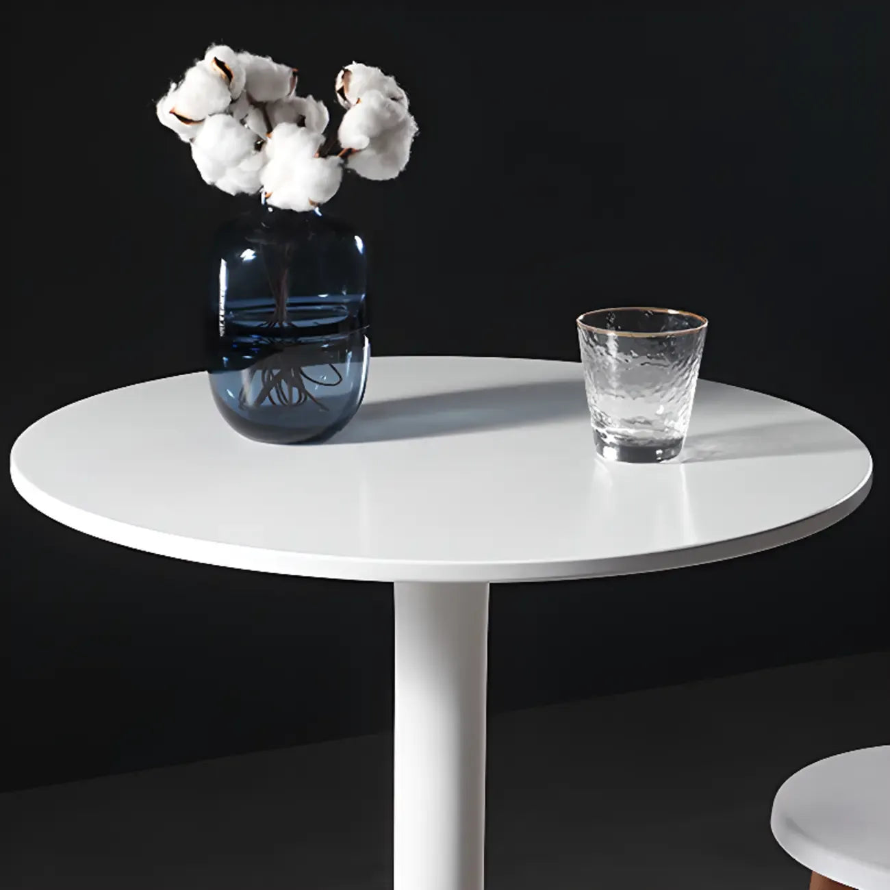 White Round Acrylic Tall Bistro Table Pedestal Base