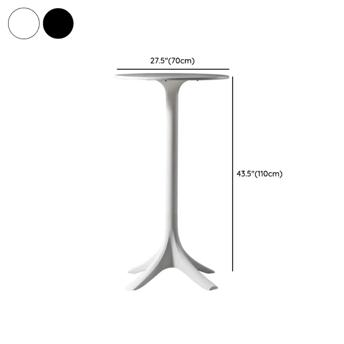 White Round Acrylic Tall Bistro Table Pedestal Base