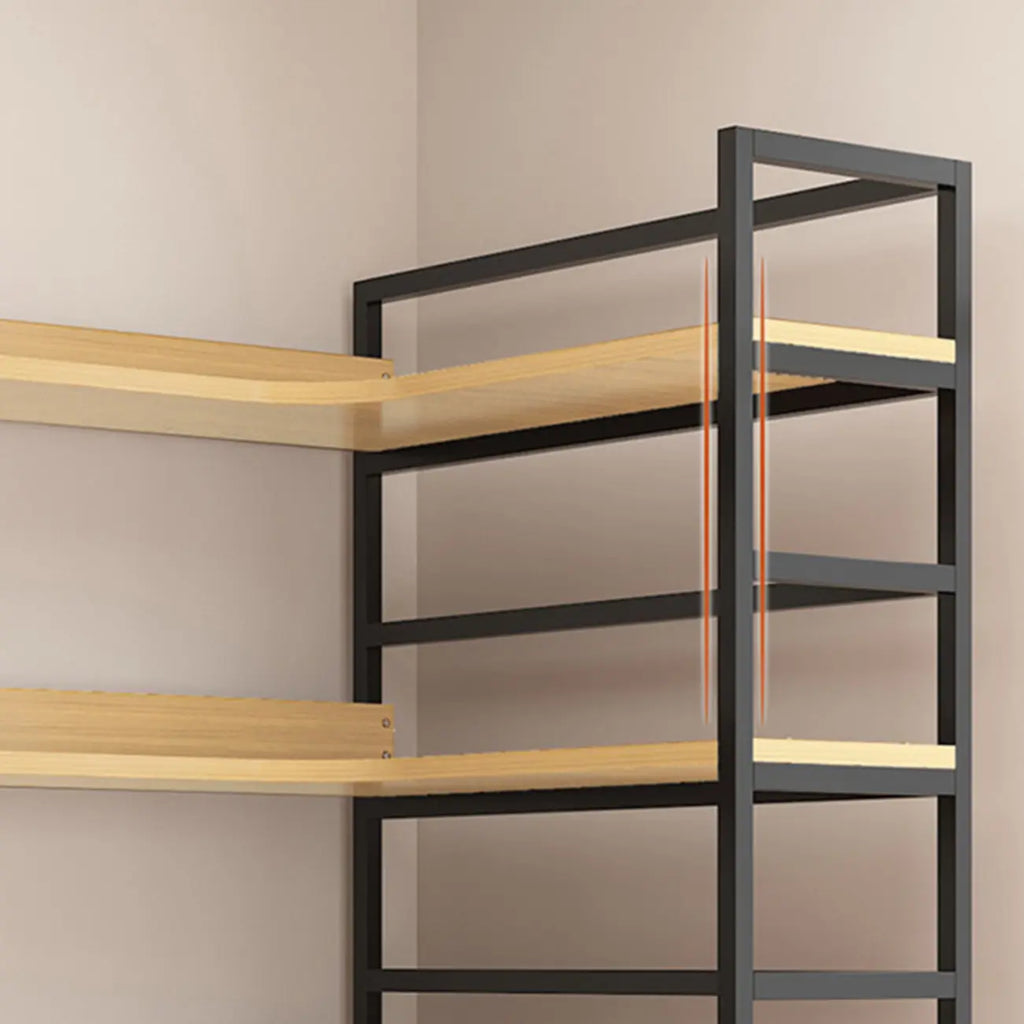 6-Tier Wood and Steel L-Shaped Corner Display Bookshelf