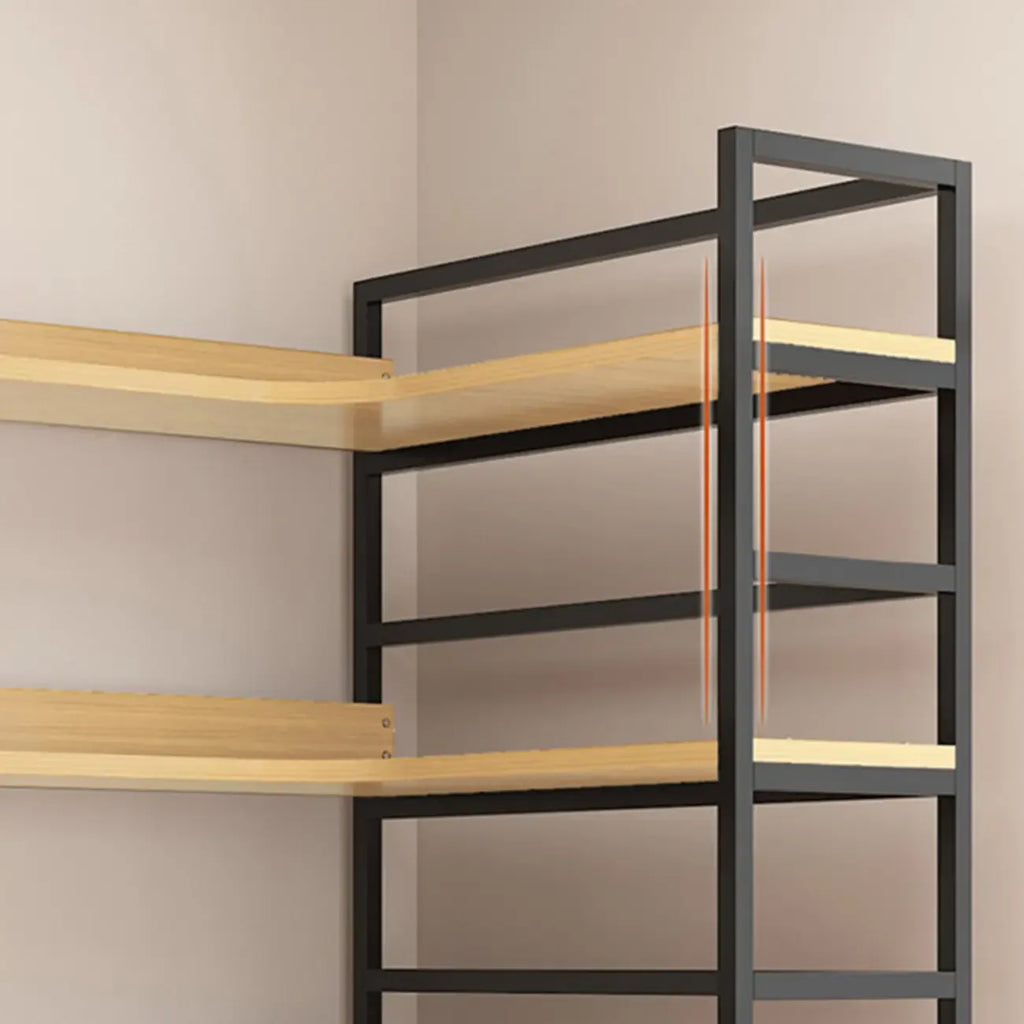 6-Tier Wood and Steel L-Shaped Corner Display Bookshelf