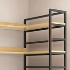 6-Tier Wood and Steel L-Shaped Corner Display Bookshelf