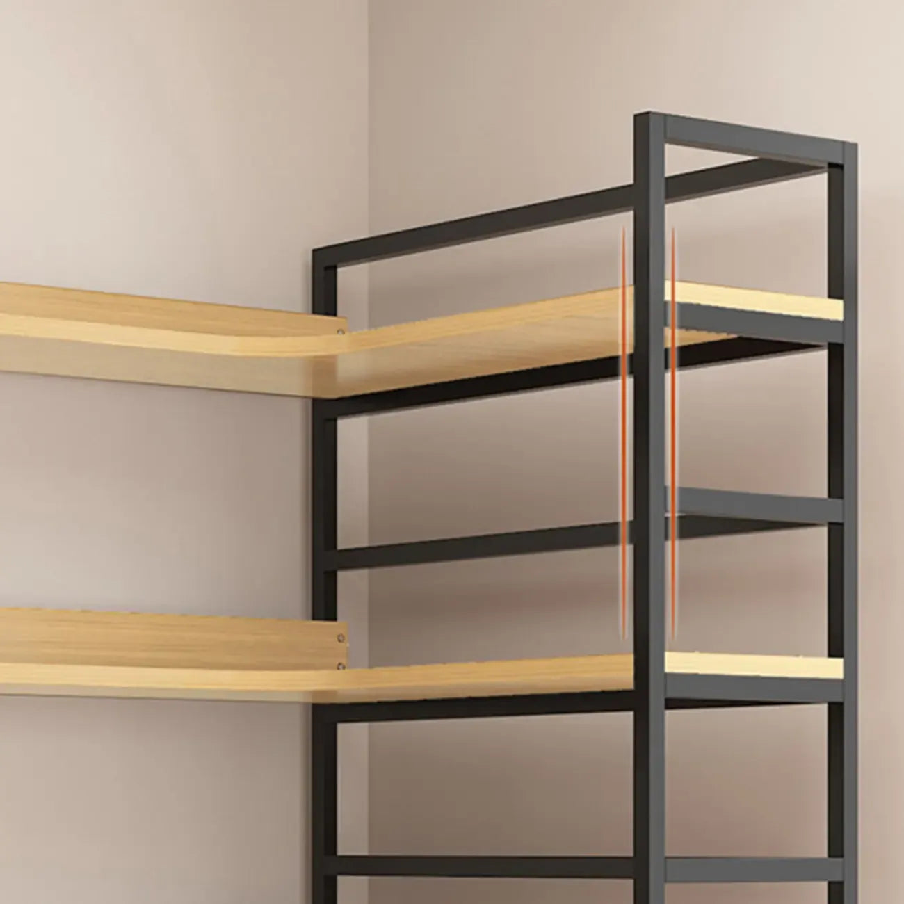 6-Tier Wood and Steel L-Shaped Corner Display Bookshelf