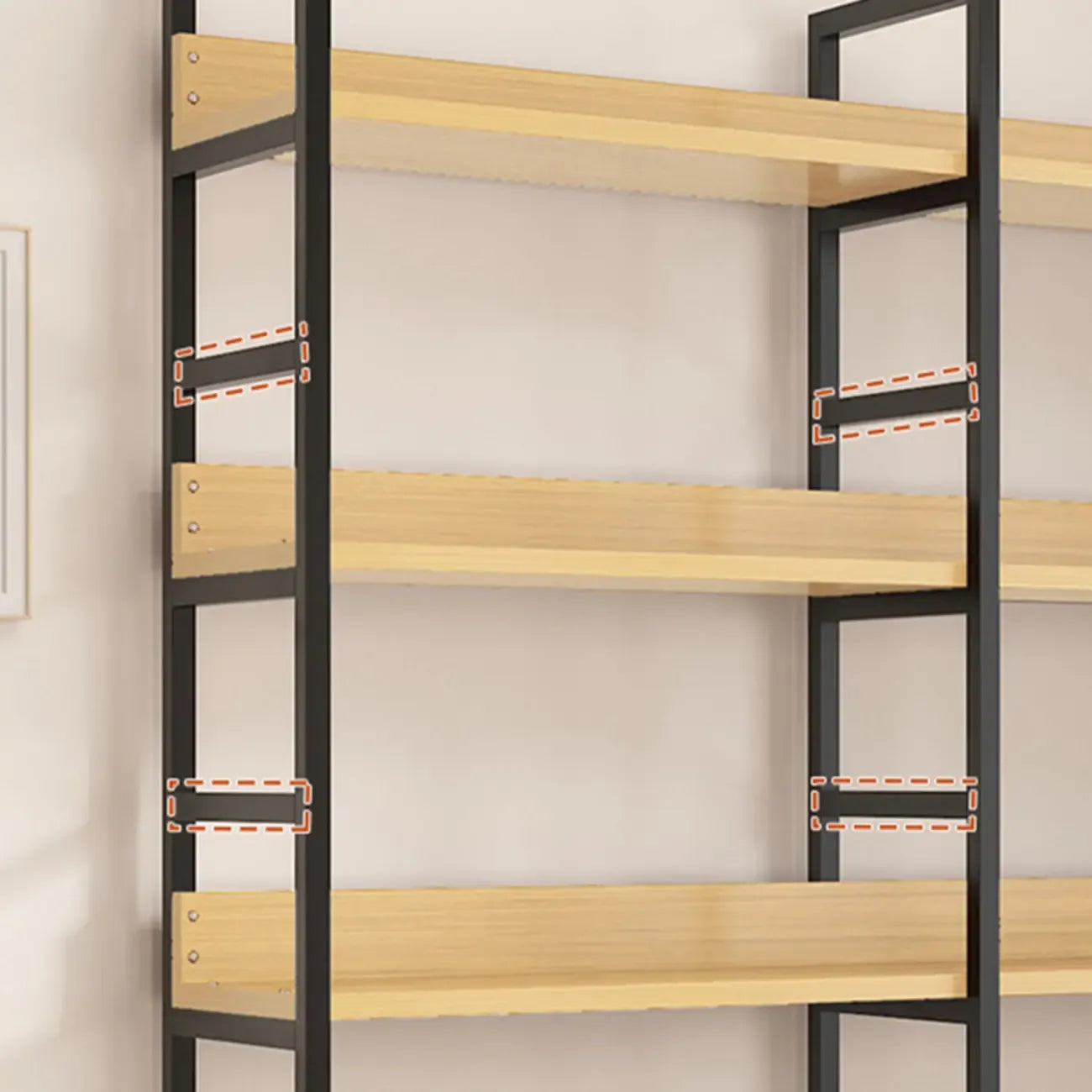 6-Tier Wood and Steel L-Shaped Corner Display Bookshelf