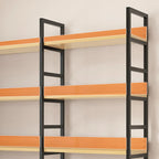 6-Tier Wood and Steel L-Shaped Corner Display Bookshelf