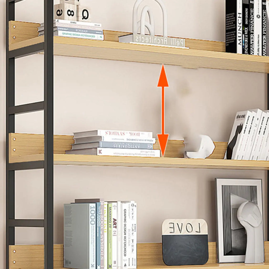 6-Tier Wood and Steel L-Shaped Corner Display Bookshelf