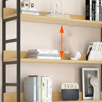 6-Tier Wood and Steel L-Shaped Corner Display Bookshelf