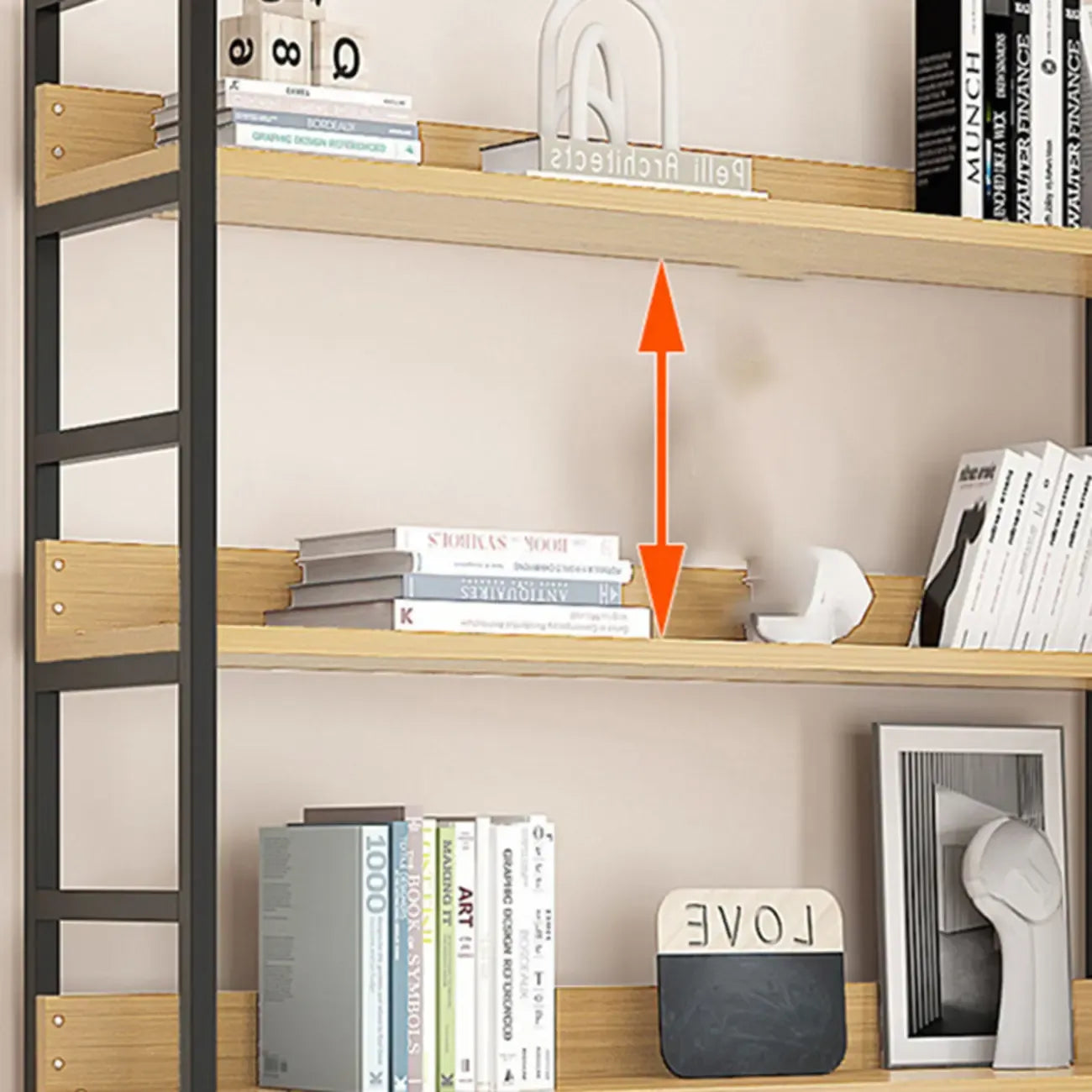 6-Tier Wood and Steel L-Shaped Corner Display Bookshelf