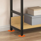 6-Tier Wood and Steel L-Shaped Corner Display Bookshelf