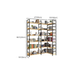6-Tier Wood and Steel L-Shaped Corner Display Bookshelf